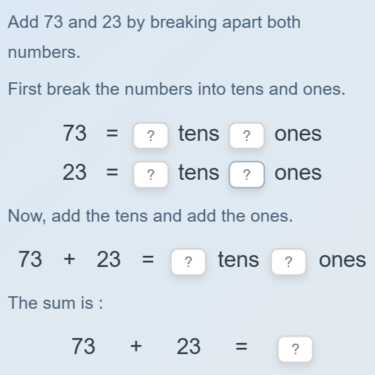 Use place value to add two-digit numbers - without regrouping